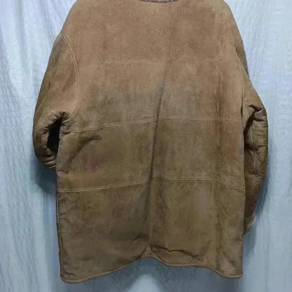 Ladies Leather/Suede Faux fur lined Barn/ Chore Jacket Button Down Coat. 2XL - Picture 3 of 9